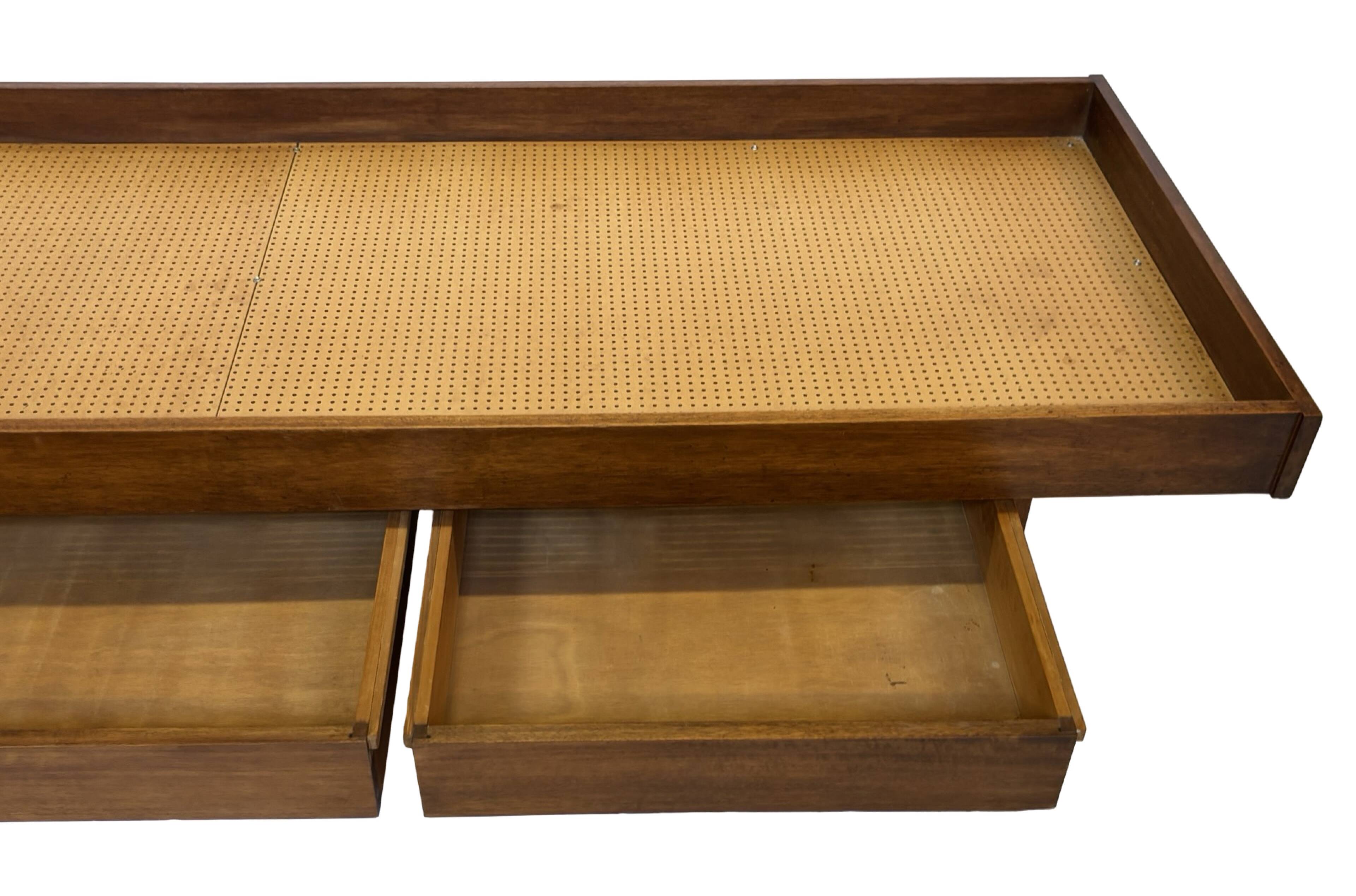 Vintage daybed with drawers 1960s in teak minimalist design