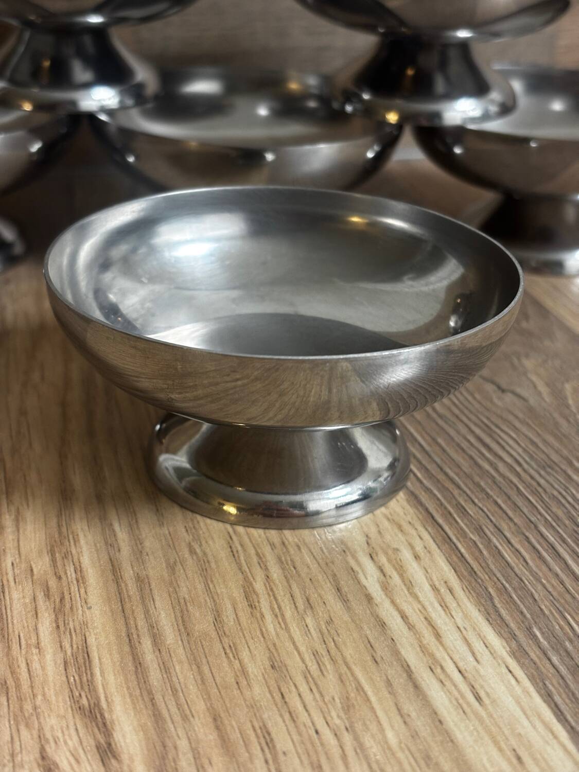 Vintage set of 6 small stainless steel bowls.