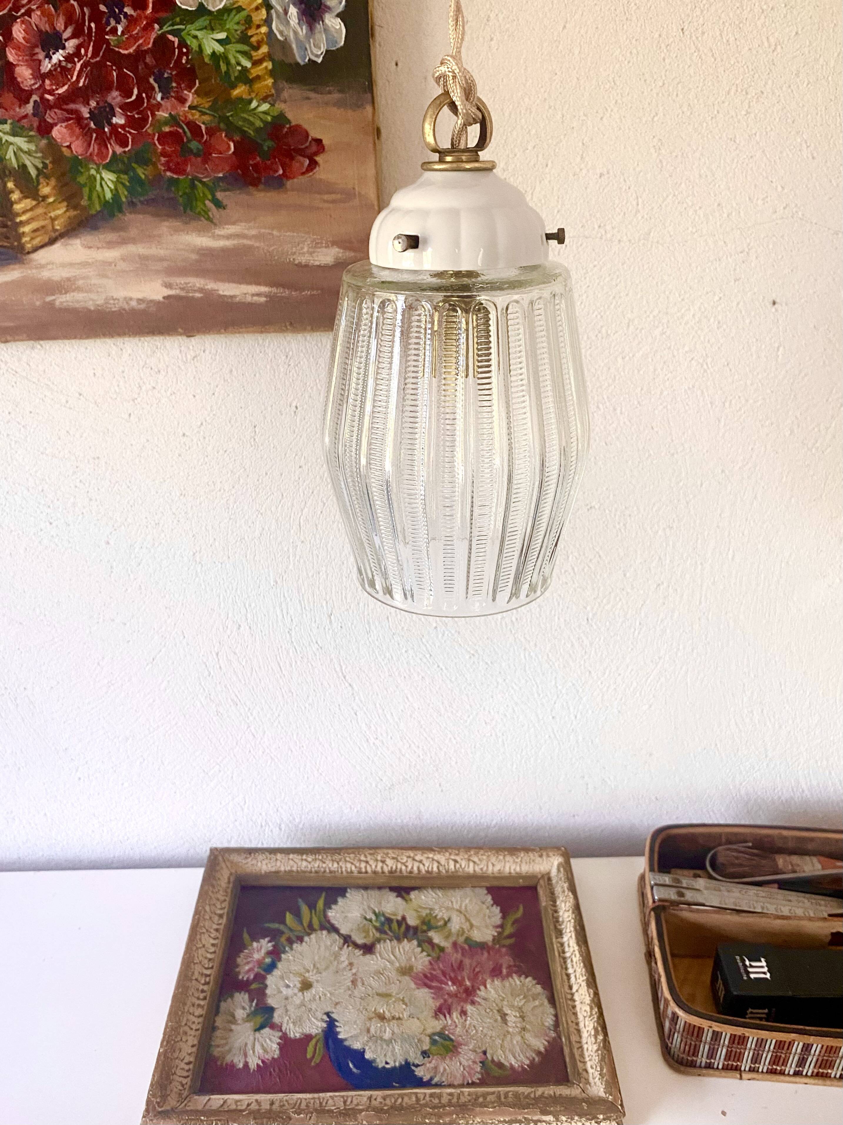 Glass pendant light, porcelain, ceramic ceiling light