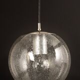 Small Limburg chrome pendant light with transparent glass ball, Germany, 1970s.