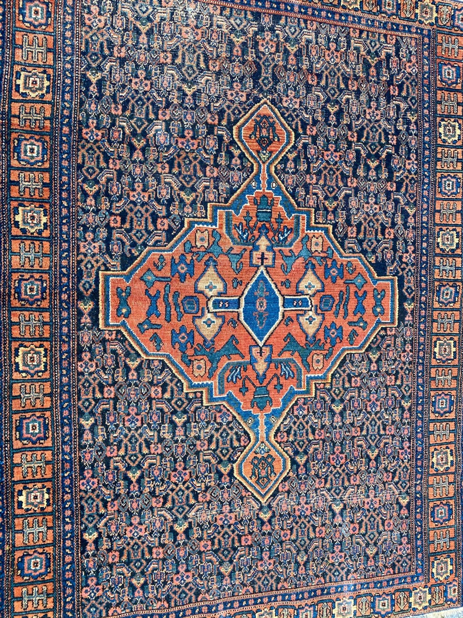 Tapis ancien persan d’orient senneh fait main 102x139 cm