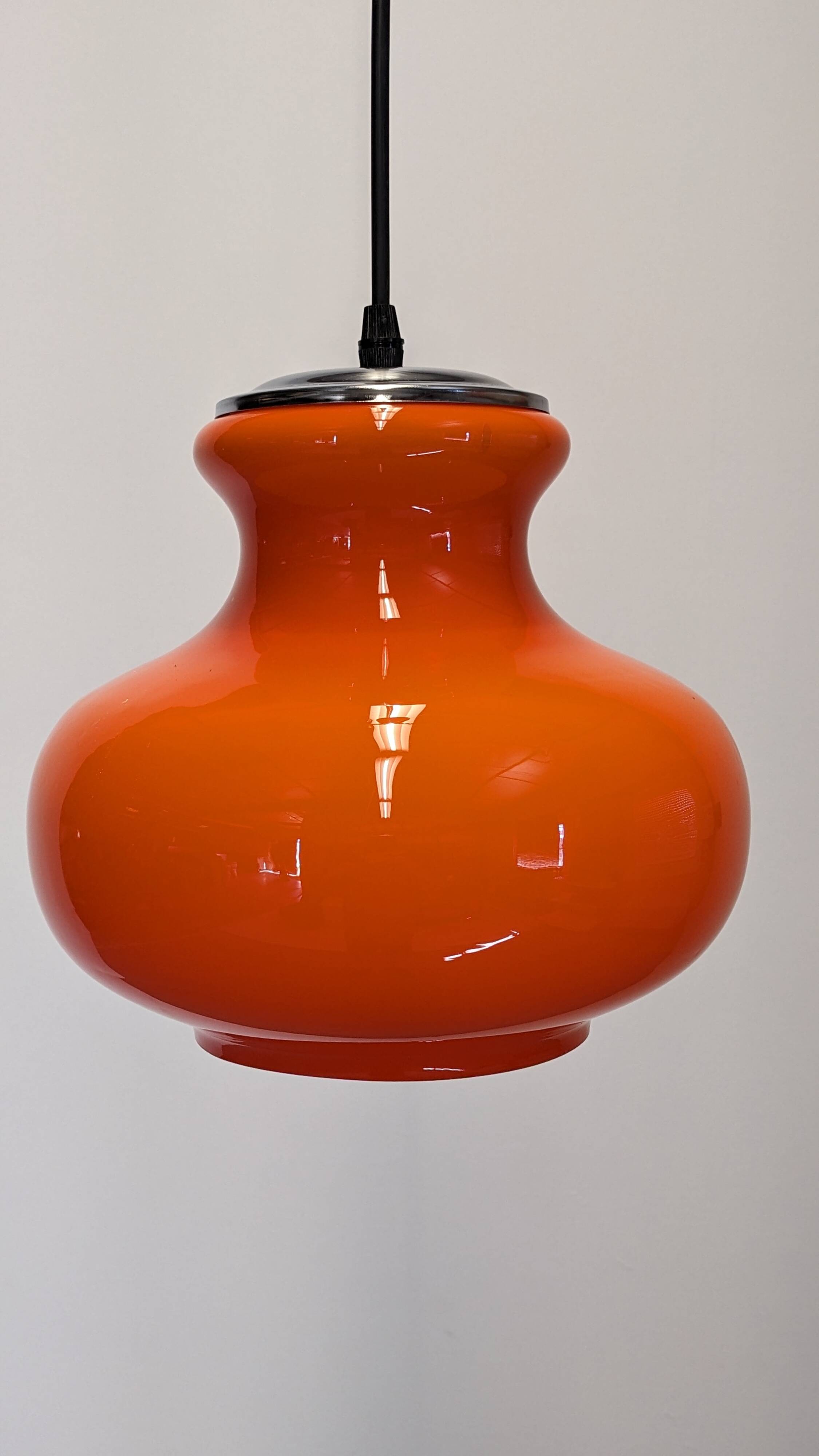 Orange opaline pendant light from the 60s/70s