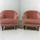 Ensemble de 2 fauteuils club en velours rose années 1950
