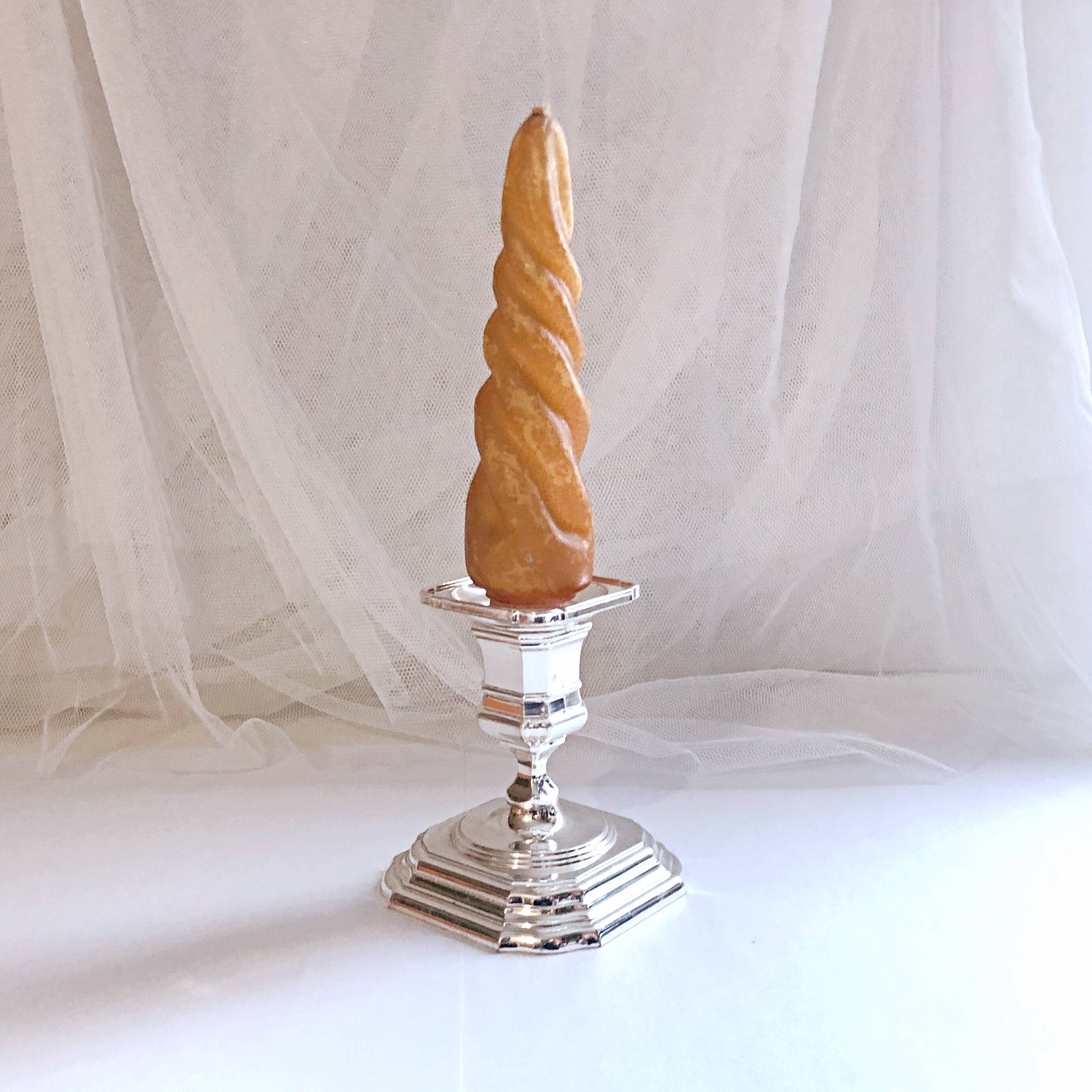 Candle holder on silver metal base Regency Style 20th West Germany