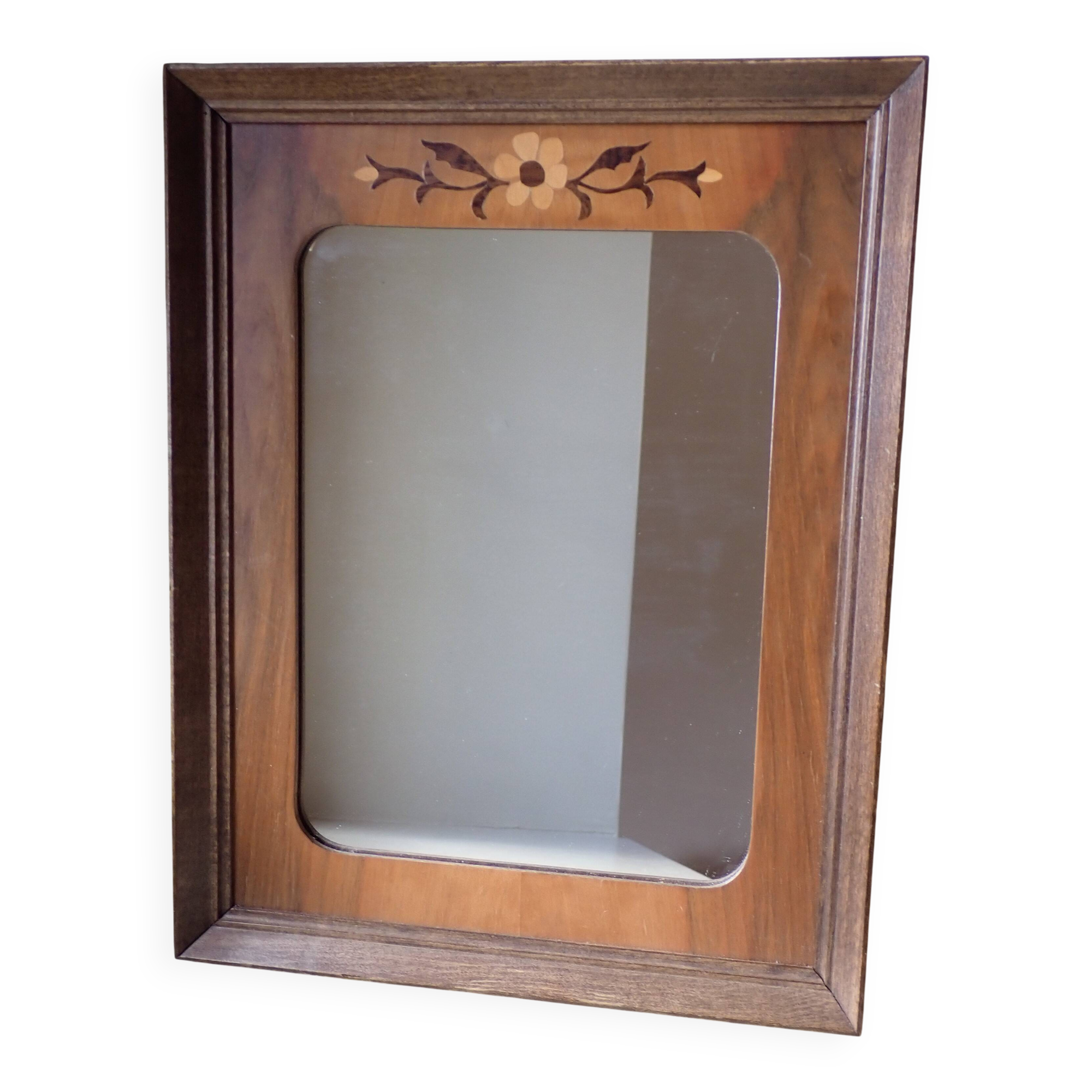 Vintage mirror with marquetry by cabinetmaker Paul Aumoine