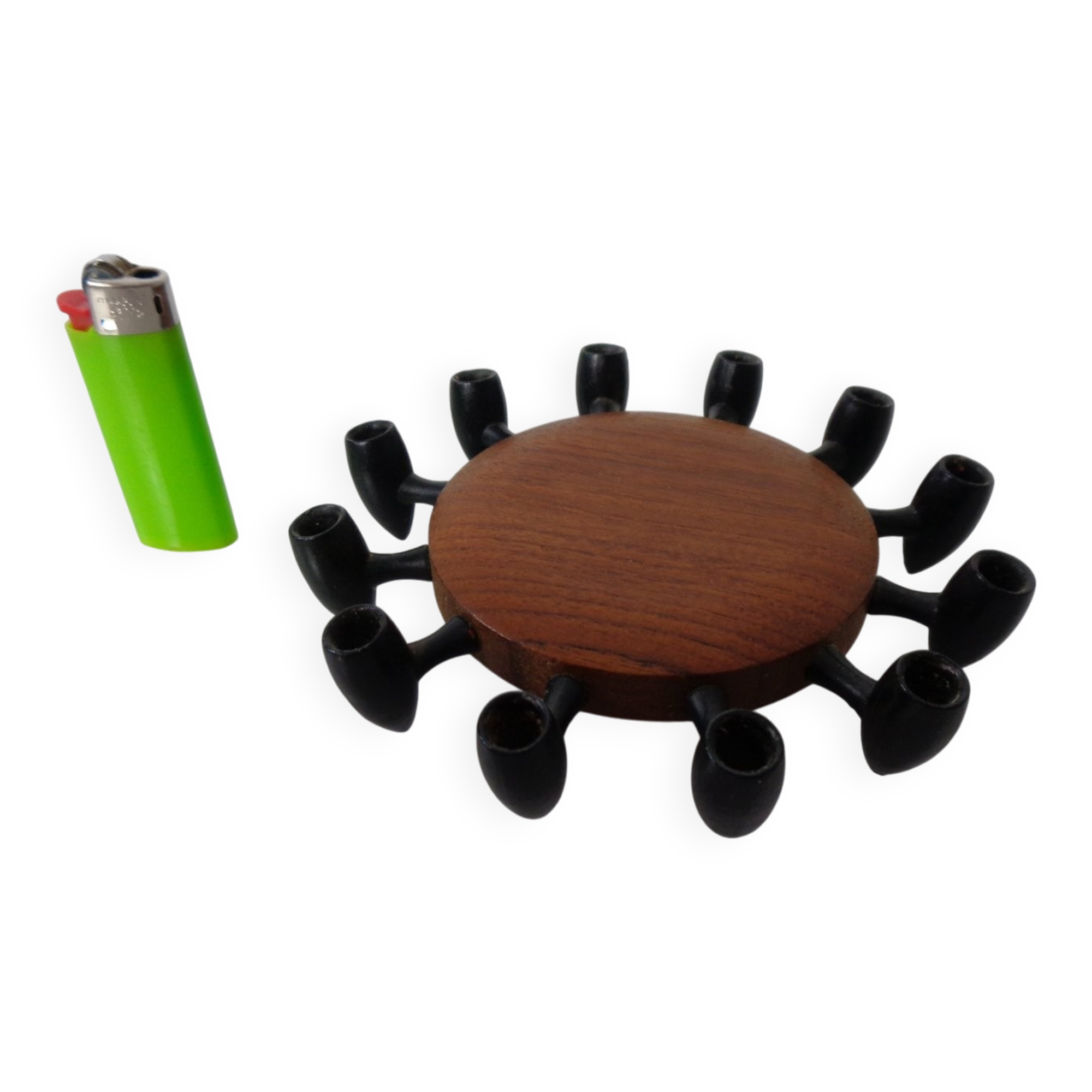 Digsmed Teak and Steel Candleholder, Denmark, 1960s