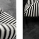 Mid-century modern Scandinavian rounded armchairs with black and white stripes, 1960s.
