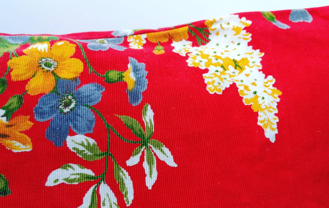 Vintage 60's, red flowers, cotton Cushion cover v