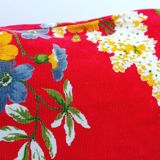 Vintage 60's, red flowers, cotton Cushion cover v