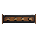 Mid-Century Scandinavian Teak and Leather Wall Coat Rack, 1960s