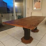 Elm and wrought iron table
