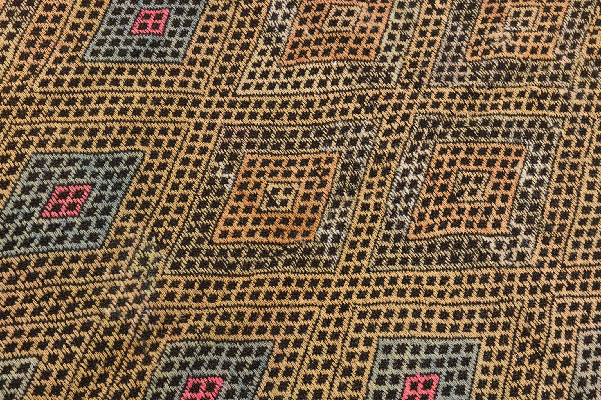 Yellow & Brown Tribal Vintage Kilim Rug, 184x246Cm