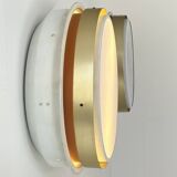 Pair of vintage XL wall lights, brass and opaline glass, Denmark 1970