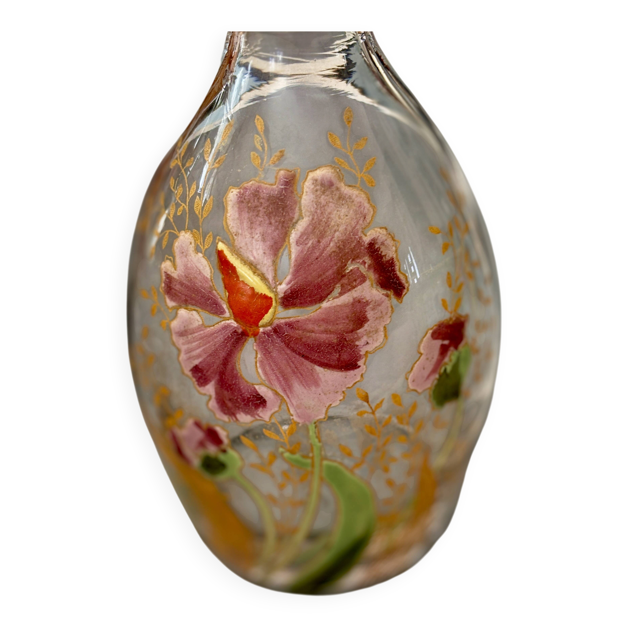 Legras carafe (1900/1910) with orchid flowers.