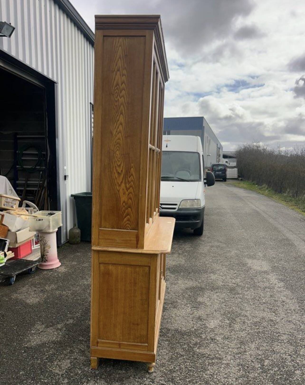 Large antique wooden glass library – 262 cm