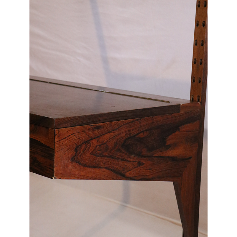 Bureau et étagères à système mural scandinave en palissandre 1960