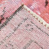 pink overdye turkish vintage carpet  , pink vintage distressed vintage rug.