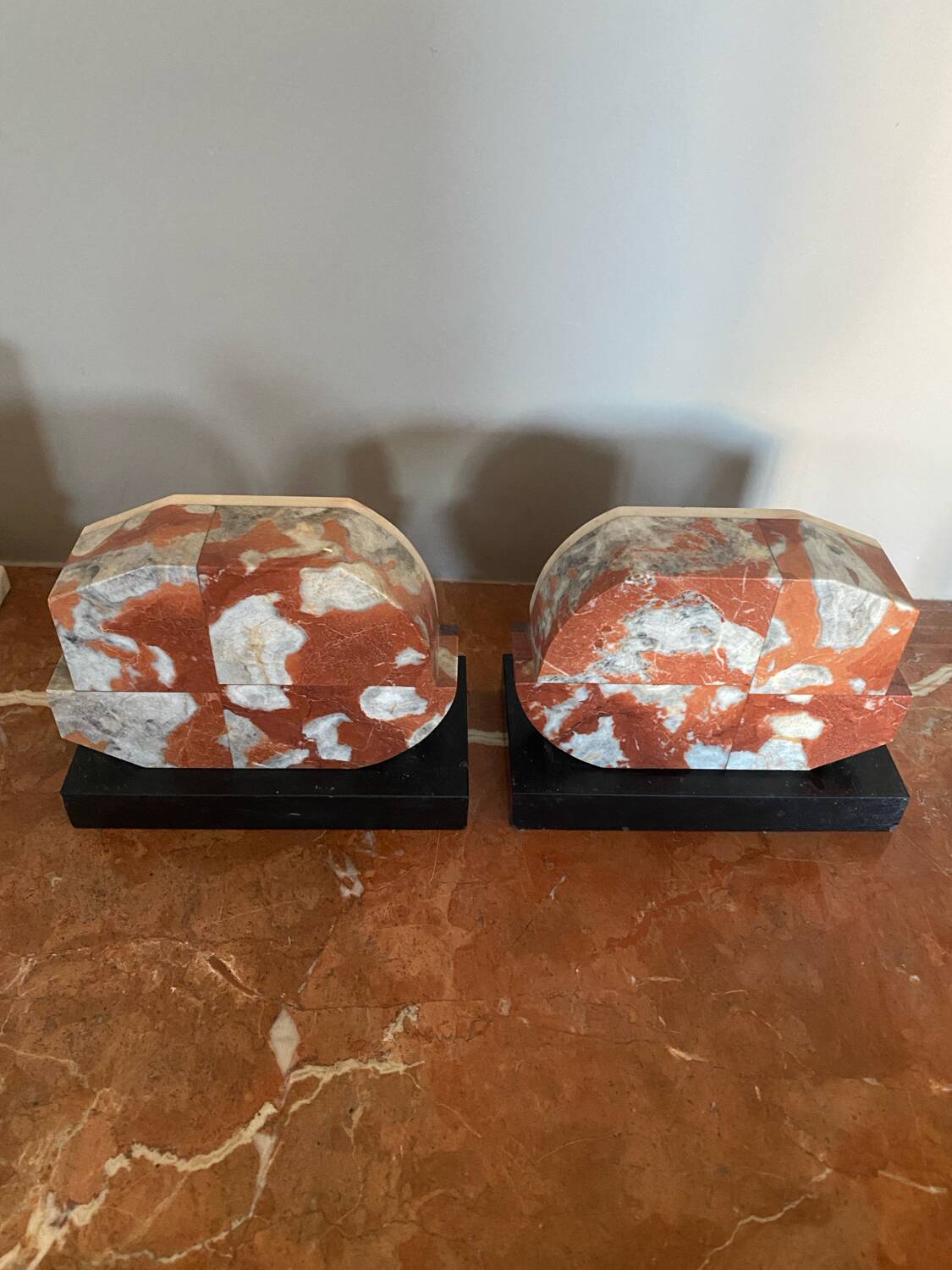 Pair of luxury art deco marble bookends
