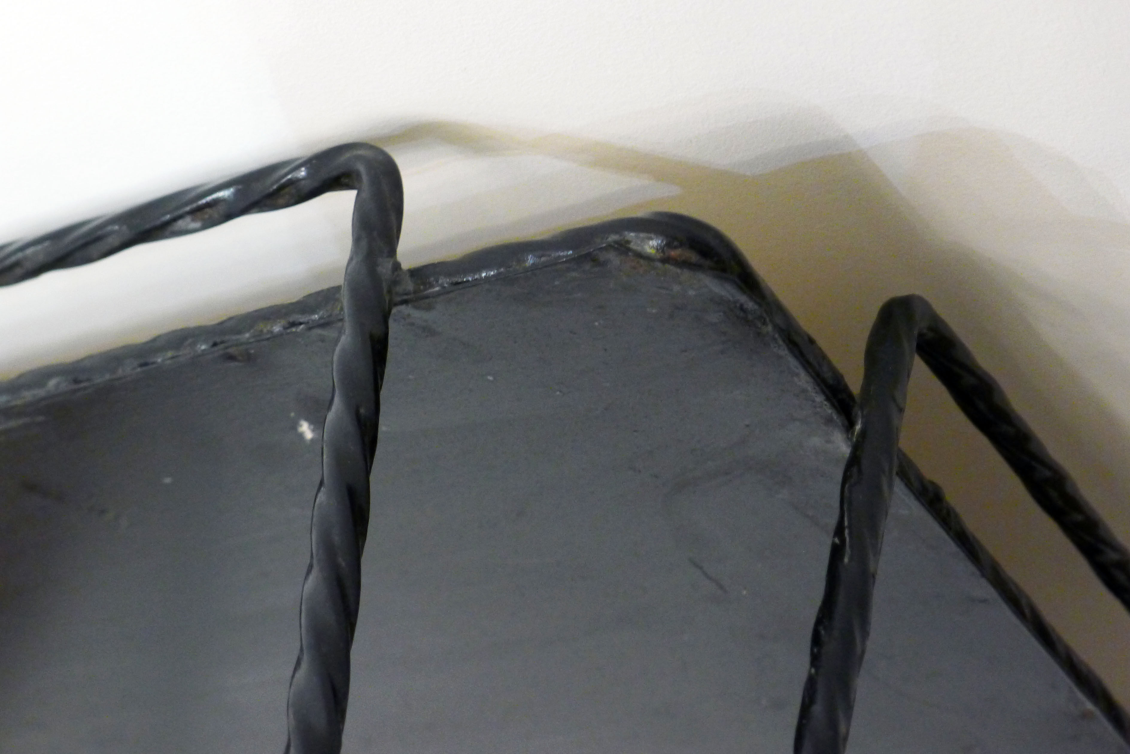 Mosaic and wrought iron side table, compass feet