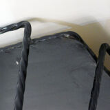 Mosaic and wrought iron side table, compass feet