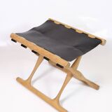 Stool Model PH 43 Made In Oak & Stretched Black Full Grain Leather By Poul Hundevad