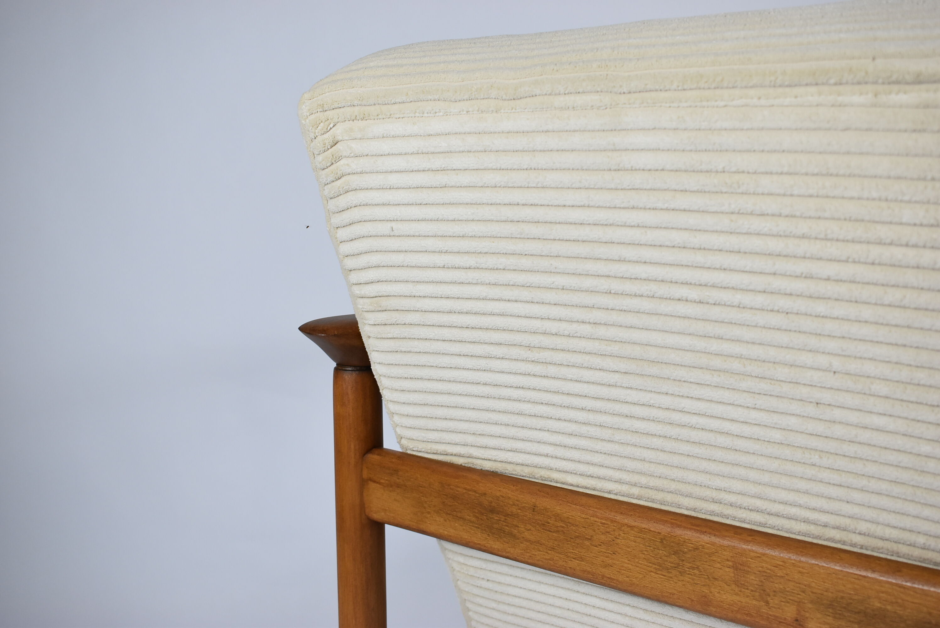 Original scandinavian armchair, renovated, 1960s, teak, beige Cord
