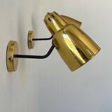 Pair of vintage adjustable wall lights, brass, France 1960