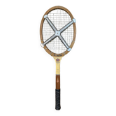 Ancienne Raquette Tennis LA HUTTE Impérial Bois + Protection Zephyr Métal #B766