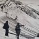 Vintage silver print of an alpine glacier and mountaineers, framed, 53x43 cm