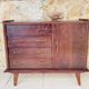 Large vintage chest of drawers with four drawers and one door in oak, circa 1960s