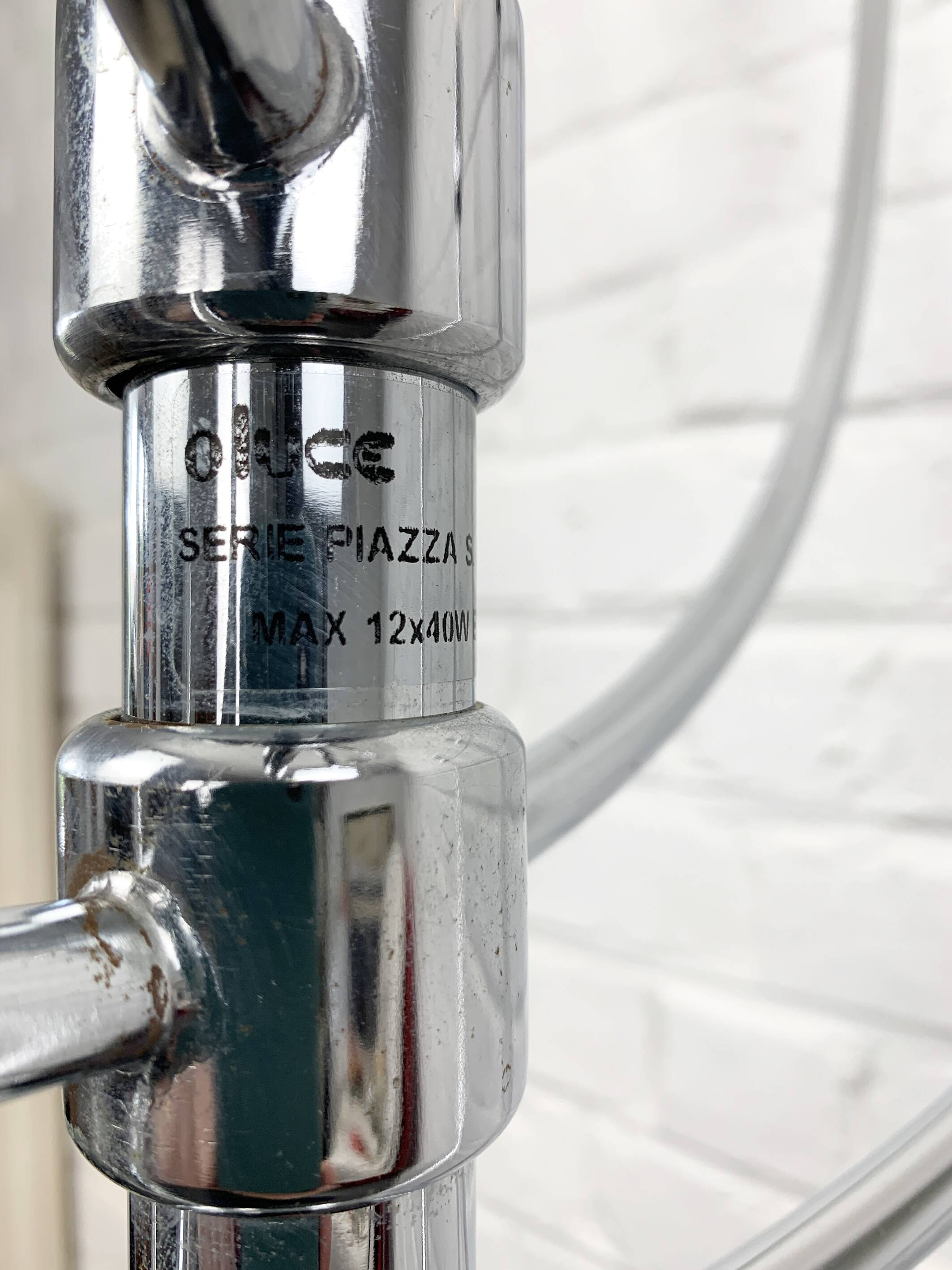 Chrome chandelier Piazza San Marco design Vico Magistretti for Oluce Italy