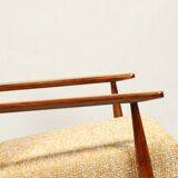 Scandinavian armchair yellow mellow fabric Boho style 1970 design by H.Lis