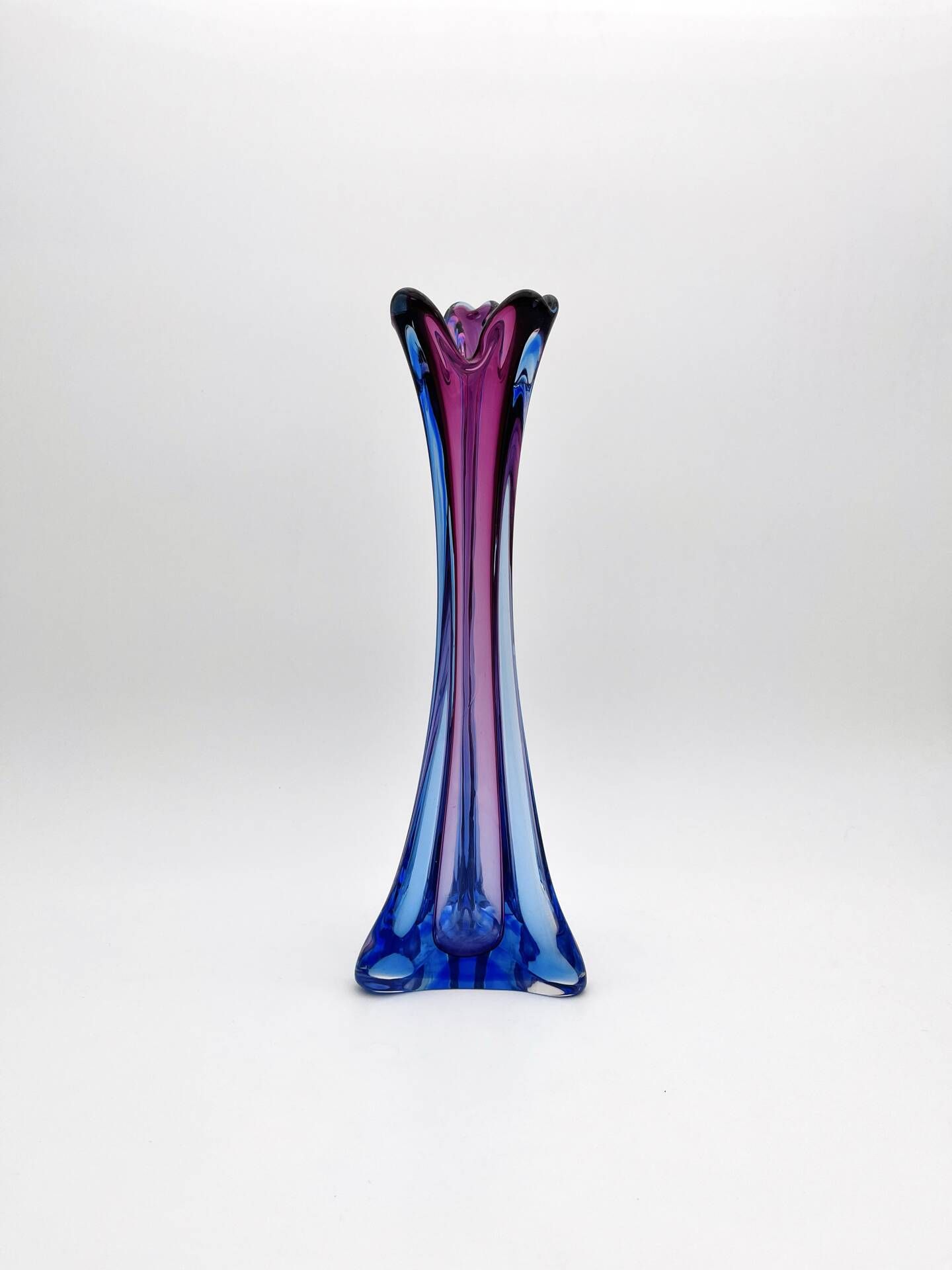 Large Sommerso Vase Murano Violet Blue 34cm