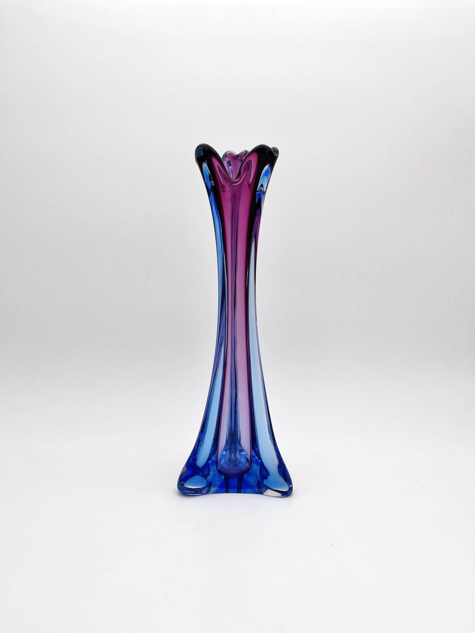 Vase Sommerso Murano violet et bleu