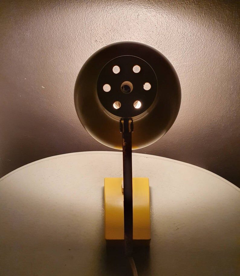 Yellow metal desk lamp 1970