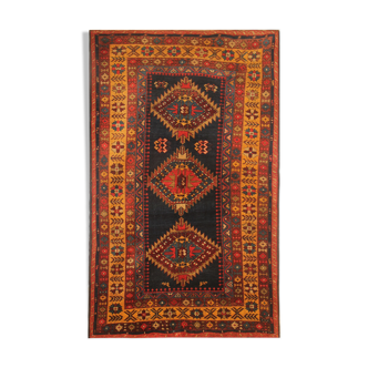 Antique caucasian kazak rug, orange wool shirvan rug 99x163cm
