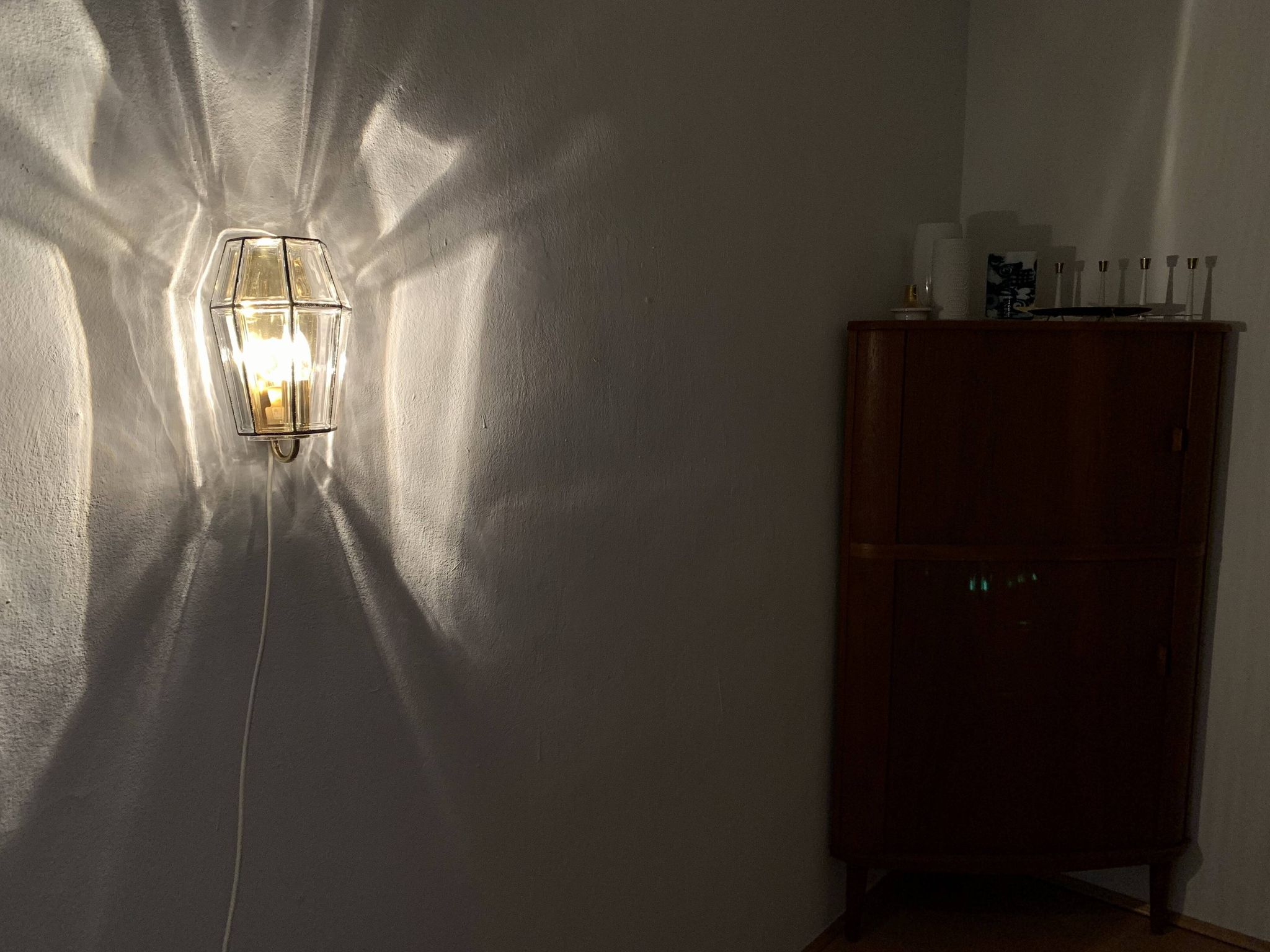 Set of 2 Glass Wall Lamps by Glashütte Limburg