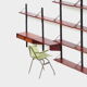 Mid century bookcase wall unit shelving system in teak with writing desk workstation, 1960s