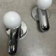 2x vintage design wall lamps – chrome and opaline