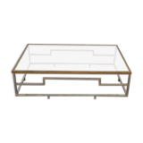 Rectangular coffee table in brass and chromed metal 1970 design