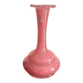 Opalescent Glass Soliflore Vase Pink Bohemian Czechoslovakia Vintage Odo Collar
