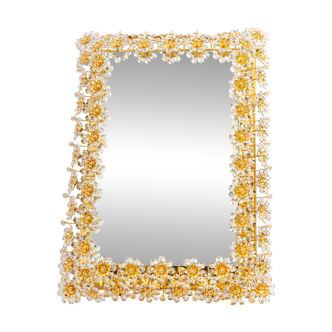 Spectacular backlit mirror in gilded brass and crystal glass by Palwa, Germany.
