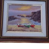 Oil on canvas signed - Seaside