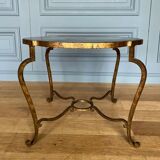 Gueridon 1940 french work ironwork doree plateau eglomise