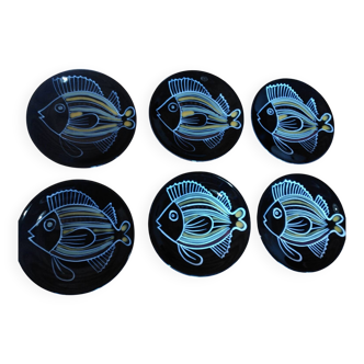 Assiettes décor poisson Robert Picault