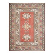 Vintage Turkish hand-knotted wool cotton red area rug 259x351