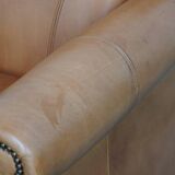 Cognac-Colored Armchair Made of Cowhide Leather