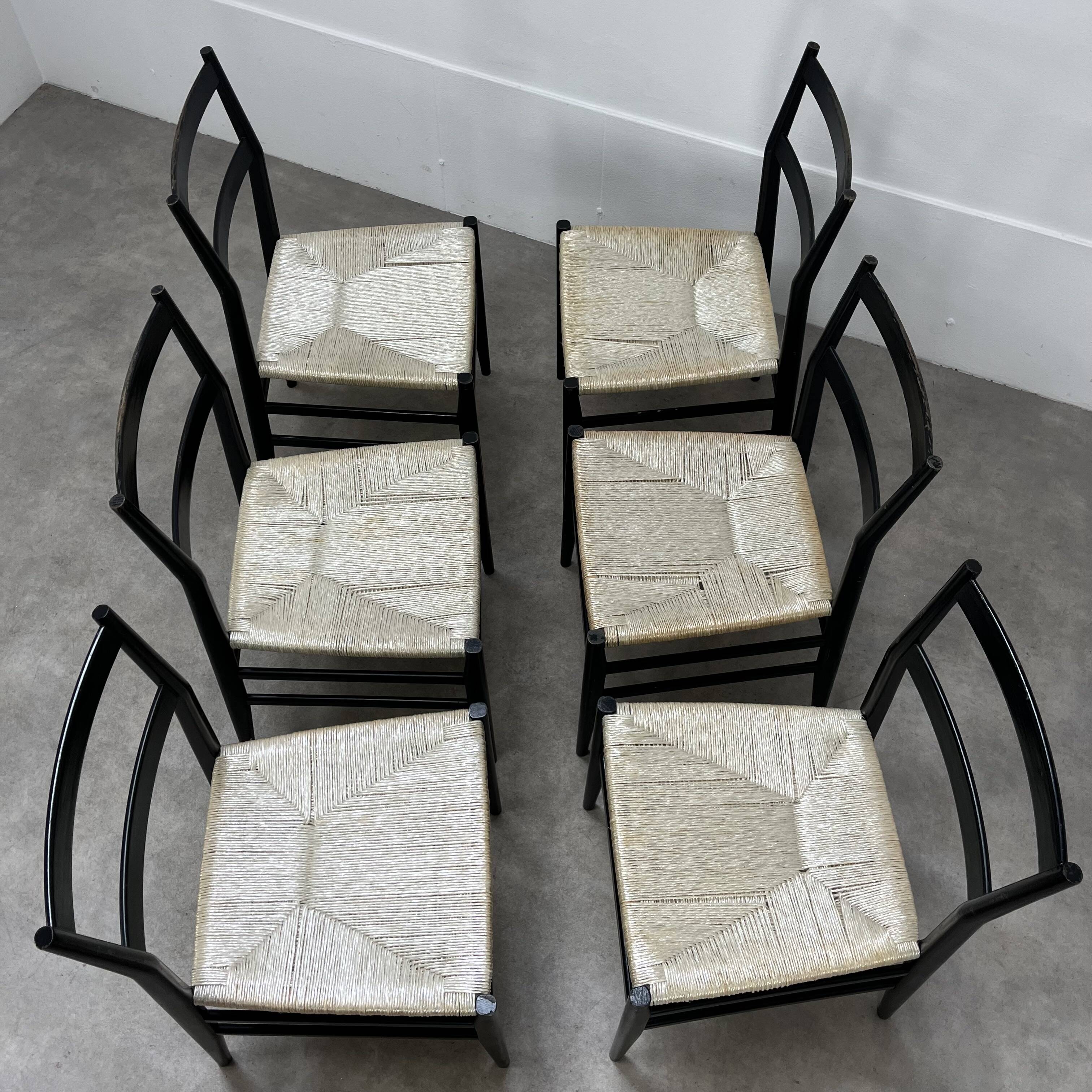 6 Leggera chairs by Gio Ponti for Cassina, Italy, first edition