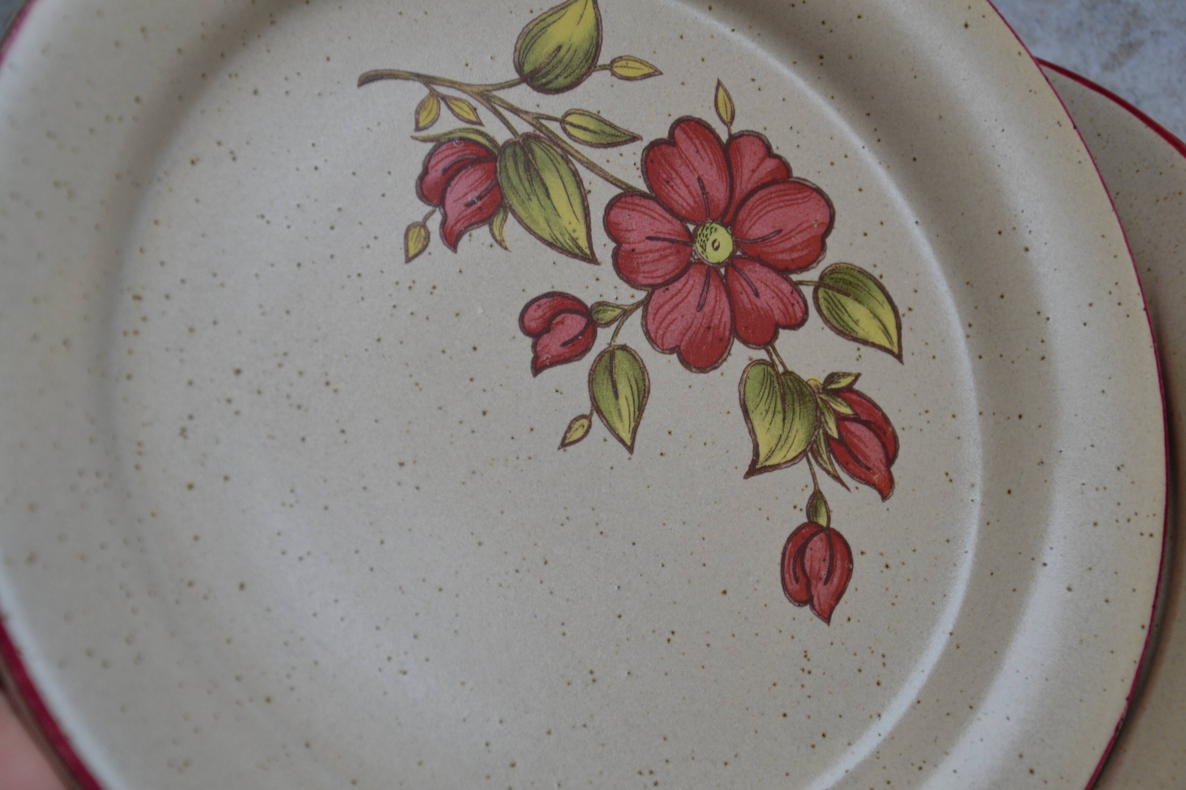 Set of pink earthenware plates Saint-Amand model Charme