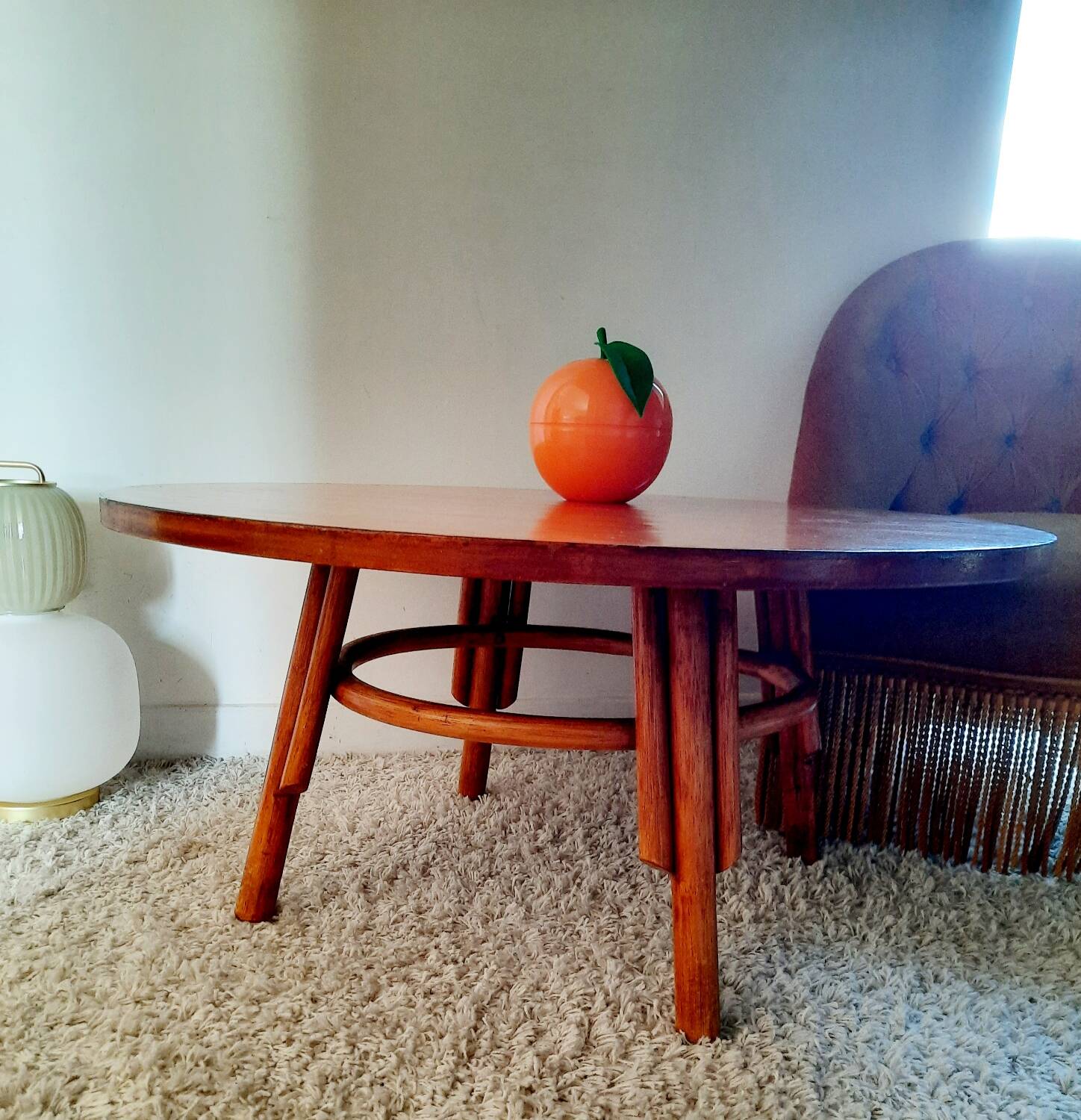 70s rattan coffee table